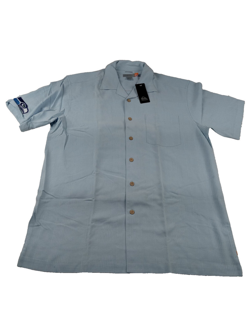 Quiksilver Seattle Seahawks Shirt Mens Medium Blue Sleeve Logo Camp Button Up